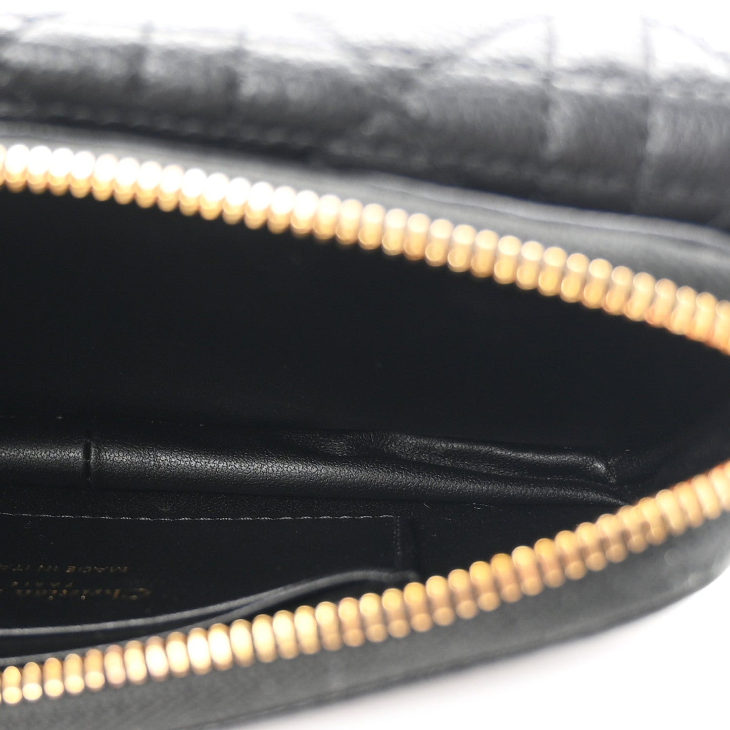 Supple Calfskin Cannage Caro Pouch With Chain  Black