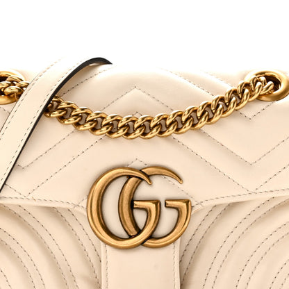 Calfskin Matelasse Mini GG Marmont Shoulder Bag White