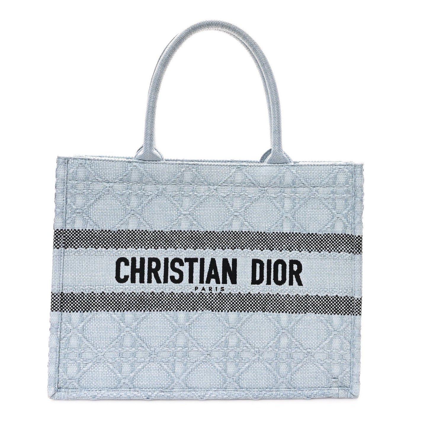 Raffia Cannage Medium Book Tote Blue