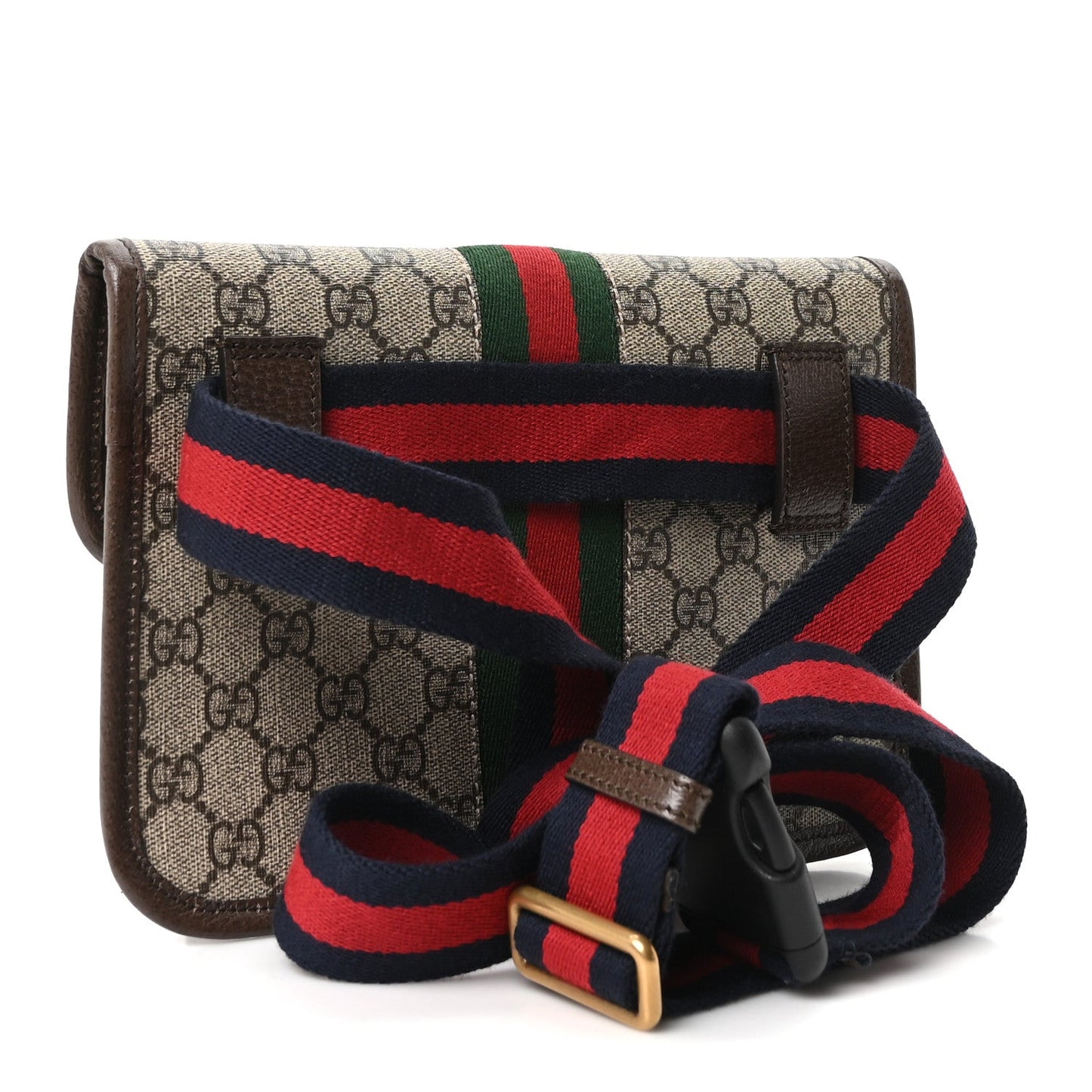 GG Supreme Monogram Web Small Ophidia Belt Bag Brown