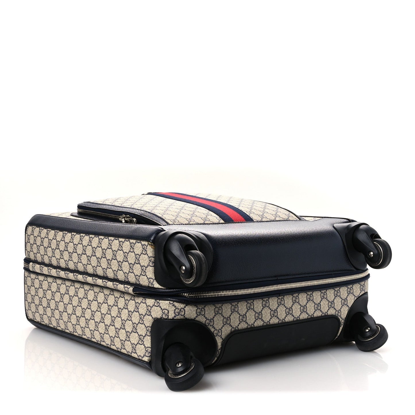 GG Supreme Monogram Textured Dollar Calfskin Web Savoy Cabin Plus Trolley Beige Blue