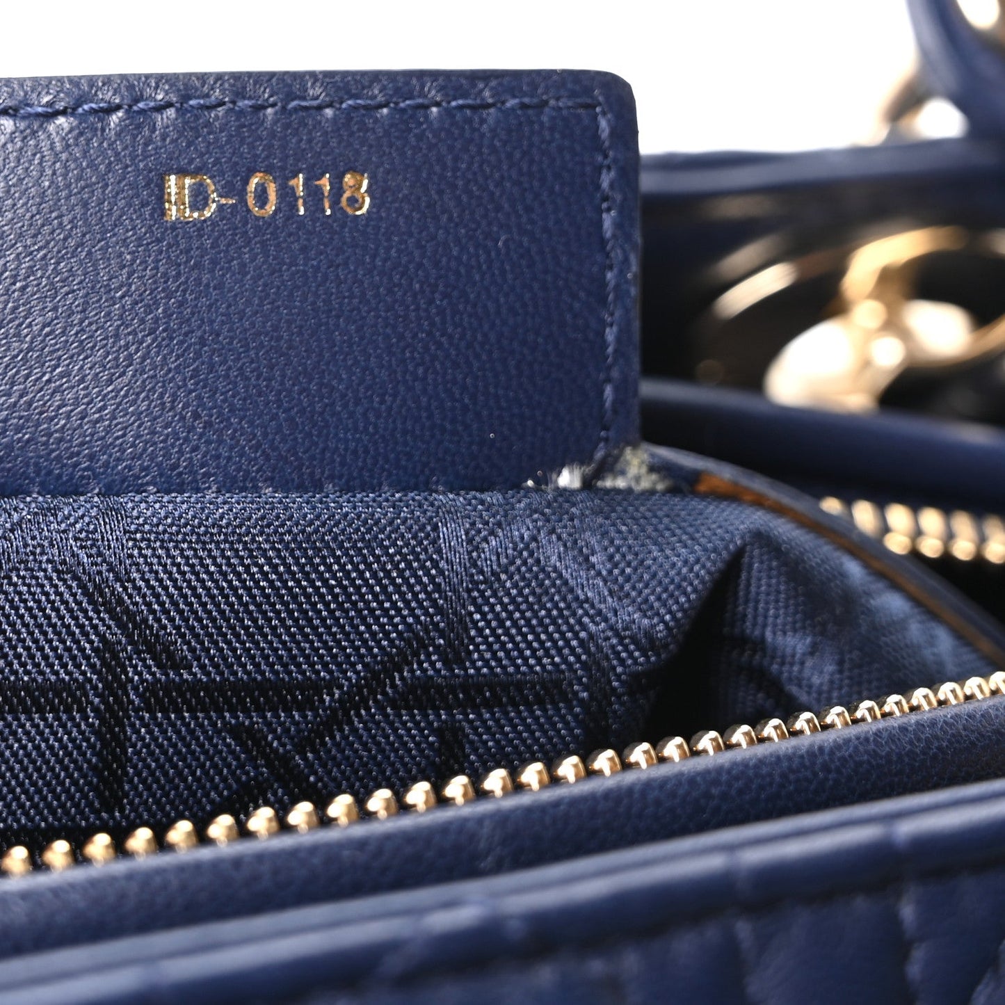Lambskin Cannage Medium Lady Dior Navy Blue