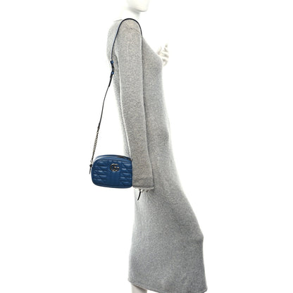Calfskin Matelasse Aria Mini GG Marmont Chain Shoulder Bag Clear Blue
