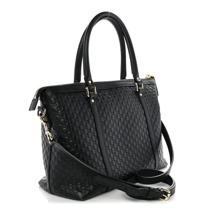 Soft Microguccissima Small Zippered Satchel Black