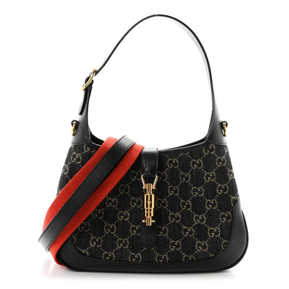 Jacquard Denim GG Monogram Small Jackie 1961 Hobo Black Ivory