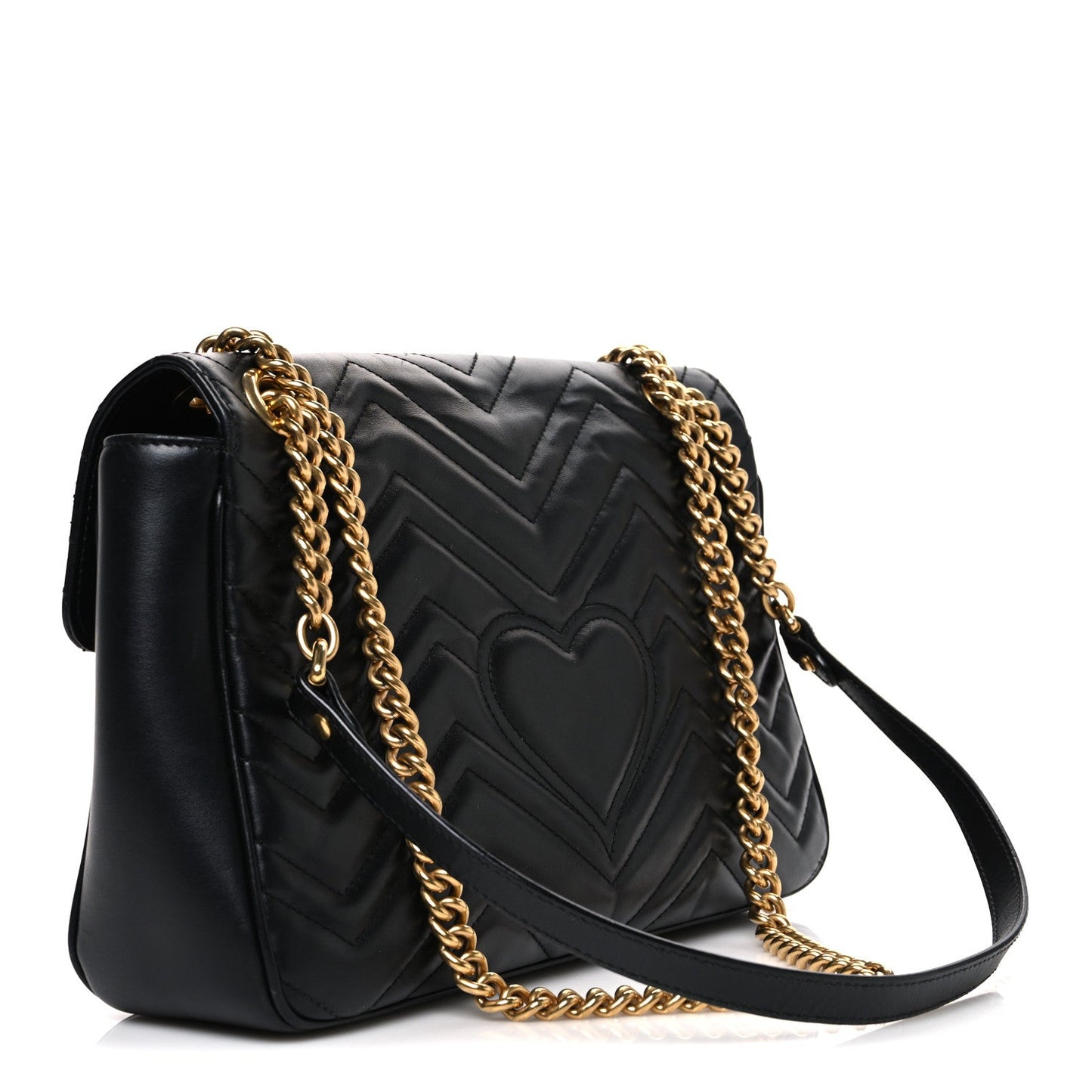 Calfskin Matelasse Medium GG Marmont Shoulder Bag Black