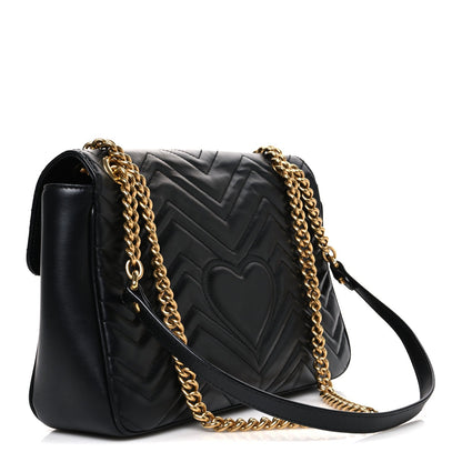Calfskin Matelasse Medium GG Marmont Shoulder Bag Black