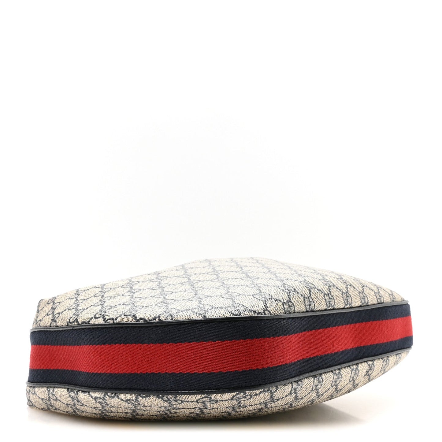 GG Supreme Monogram Textured Calfskin Web Large Attache Shoulder Bag Beige Blue