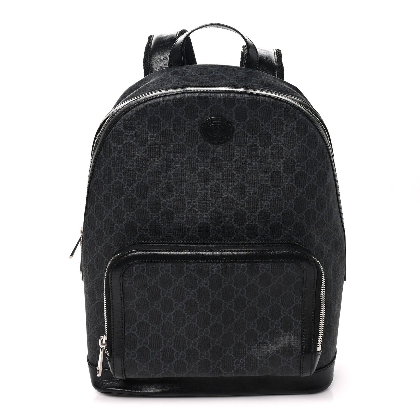 GG Supreme Monogram Textured Calfskin Retro Interlocking G Backpack Black