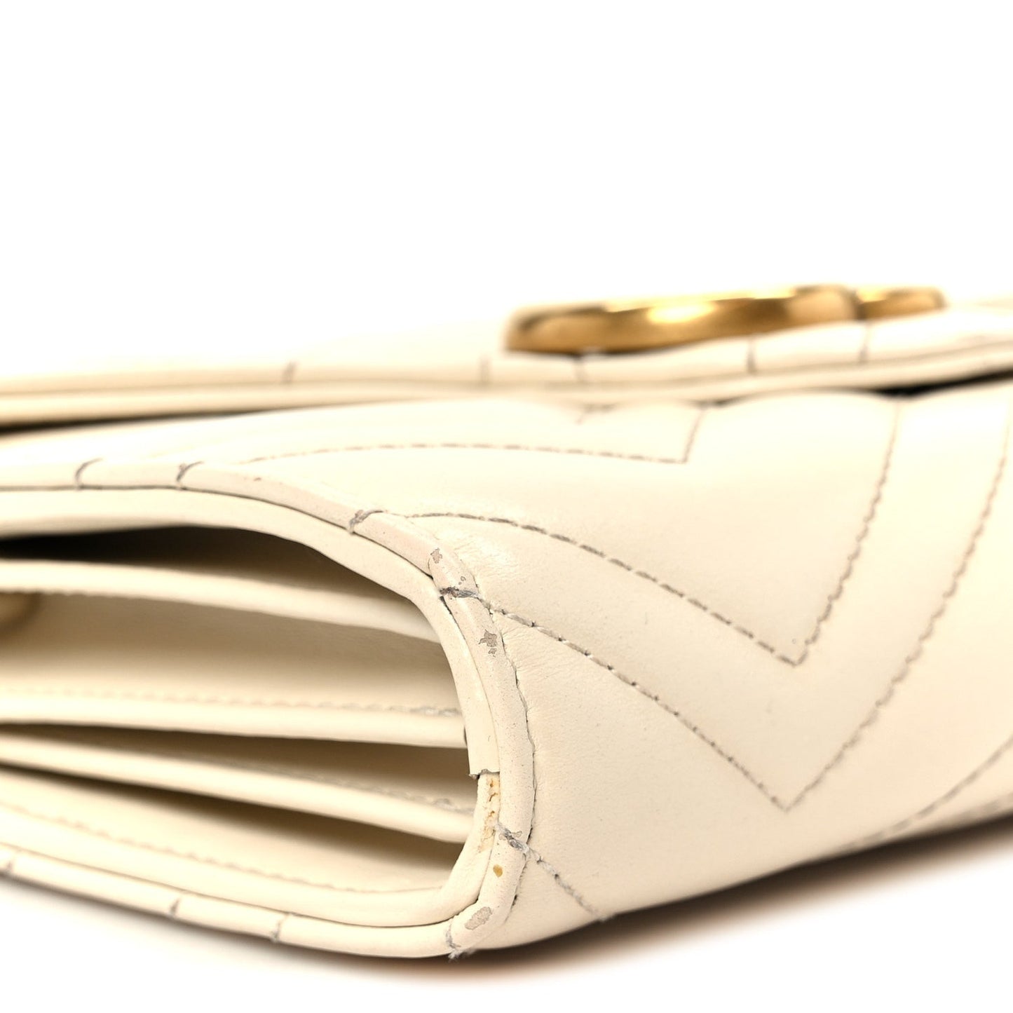 Calfskin Matelasse GG Marmont Chain Wallet Mystic White