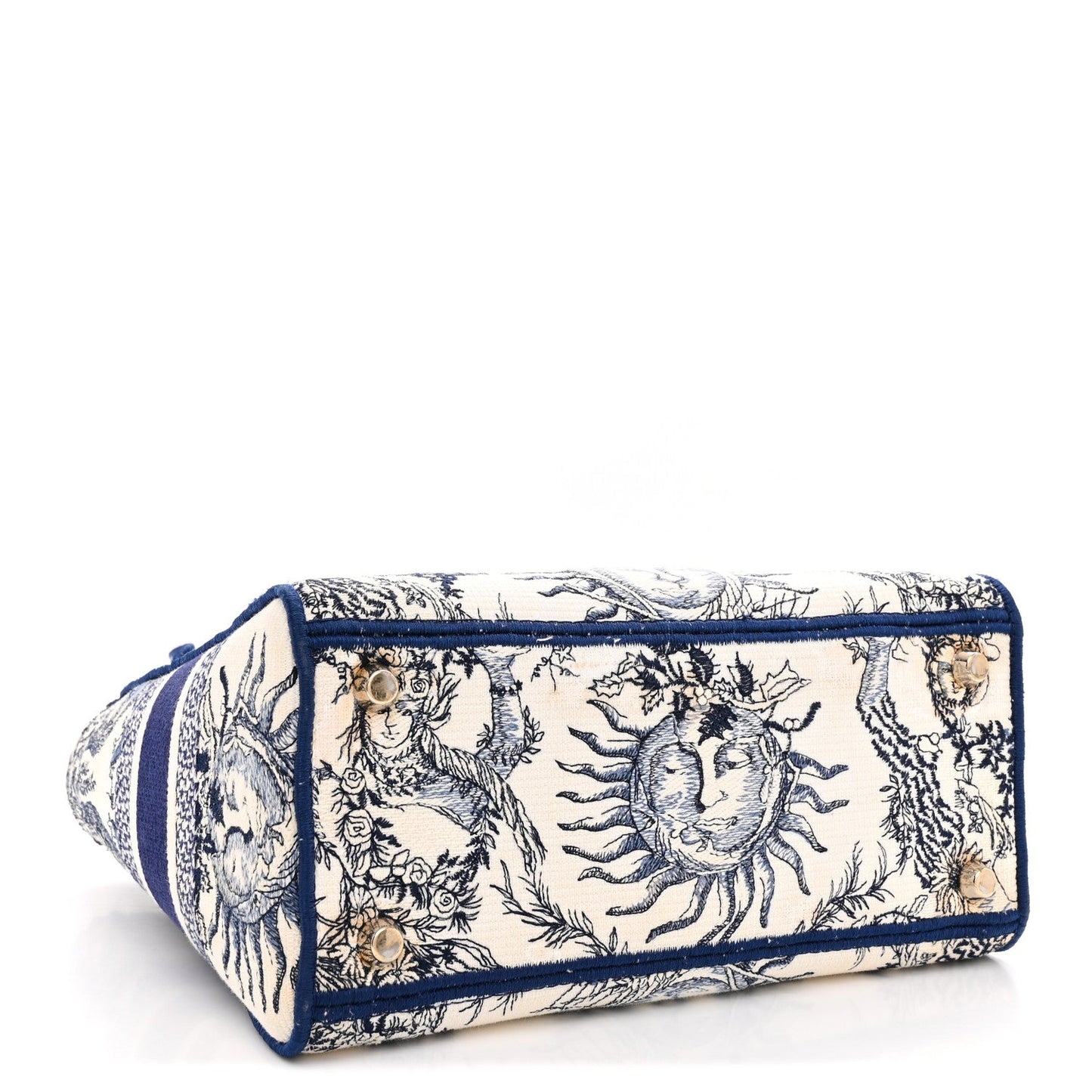 Canvas Embroidered Toile De Jouy Soleil Medium Lady D-Lite Blue