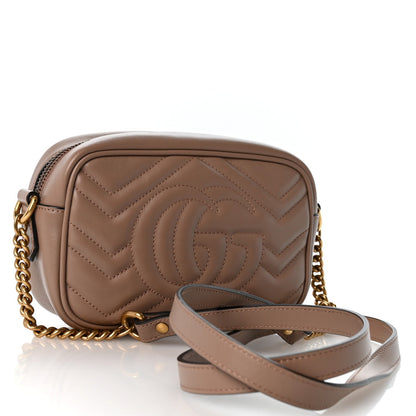 Calfskin Matelasse Mini GG Marmont Chain Shoulder Bag Porcelain Rose