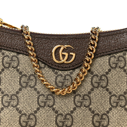 GG Supreme Monogram Textured Dollar Calfskin Mini Ophidia Chain Bag Beige Ebony