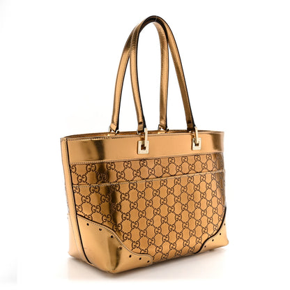 Metallic Guccissima Large Punch Tote Bronze