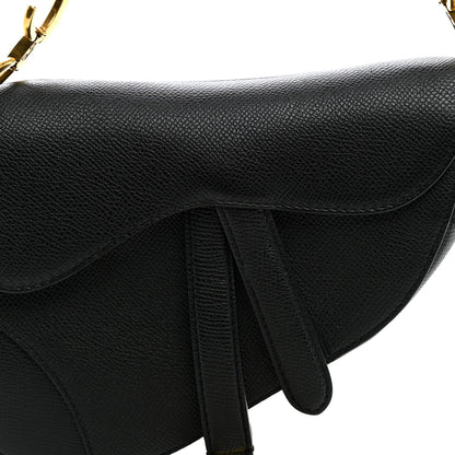Grained Calfskin Mini Saddle Bag Black