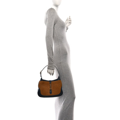 Straw Lux Boarded Dyana Lux Calfskin Small Jackie 1961 Hobo Natural Blue