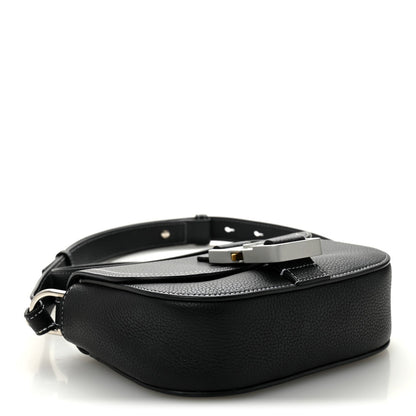 Grained Calfskin Saddle Messenger Bag With Strap Black