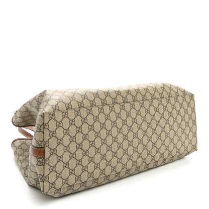 GG Supreme Monogram Emblem Maxi Tote Bag Beige Dark Brown