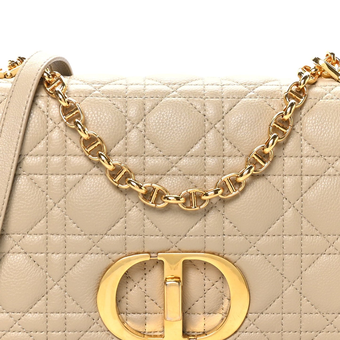 Supple Calfskin Cannage Medium Caro Bag Beige