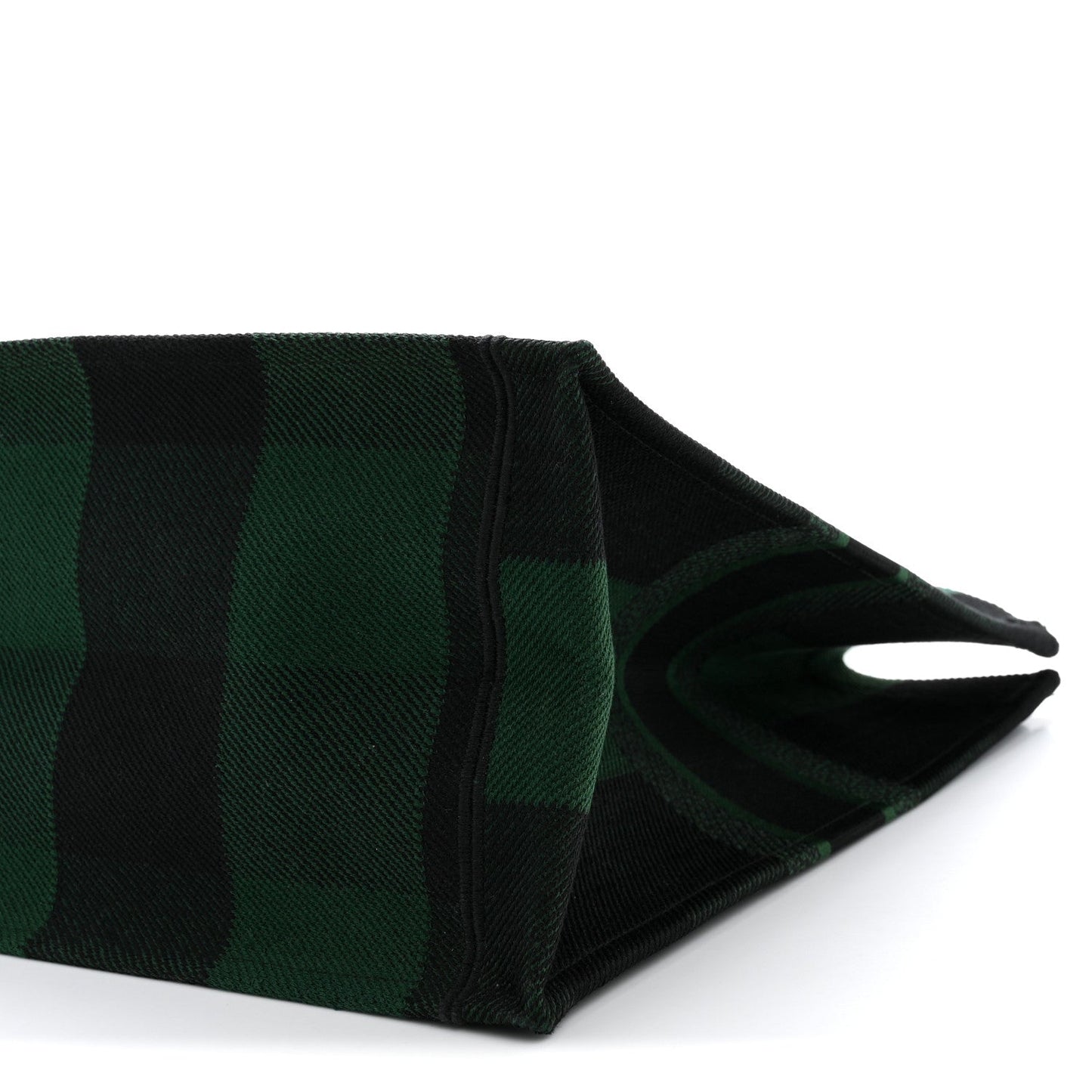 Canvas Embroidered Checkered Book Tote Black Green