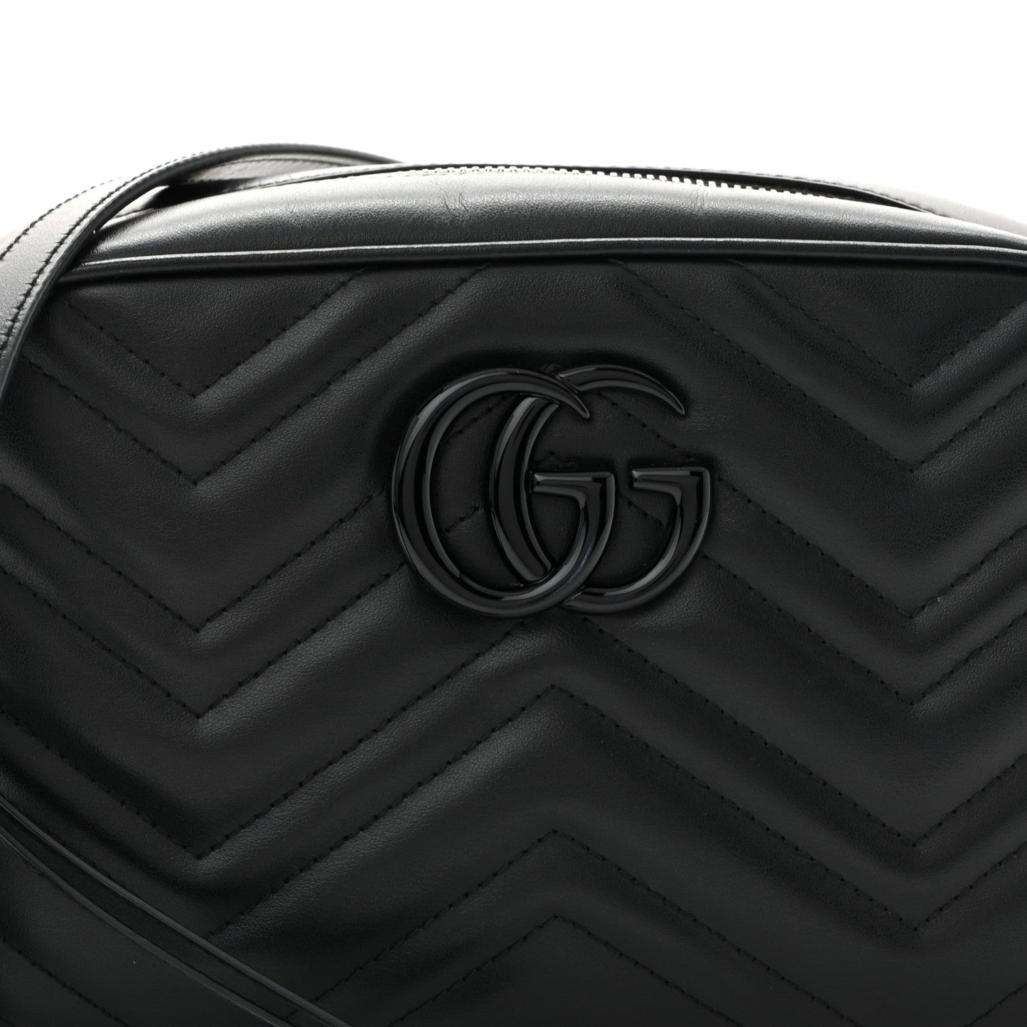 Calfskin Matelasse Monochrome Small GG Marmont Chain Shoulder Bag Black