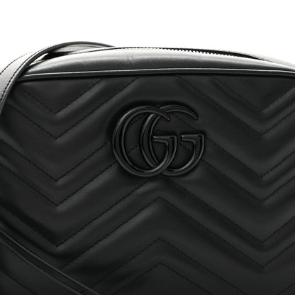 Calfskin Matelasse Monochrome Small GG Marmont Chain Shoulder Bag Black