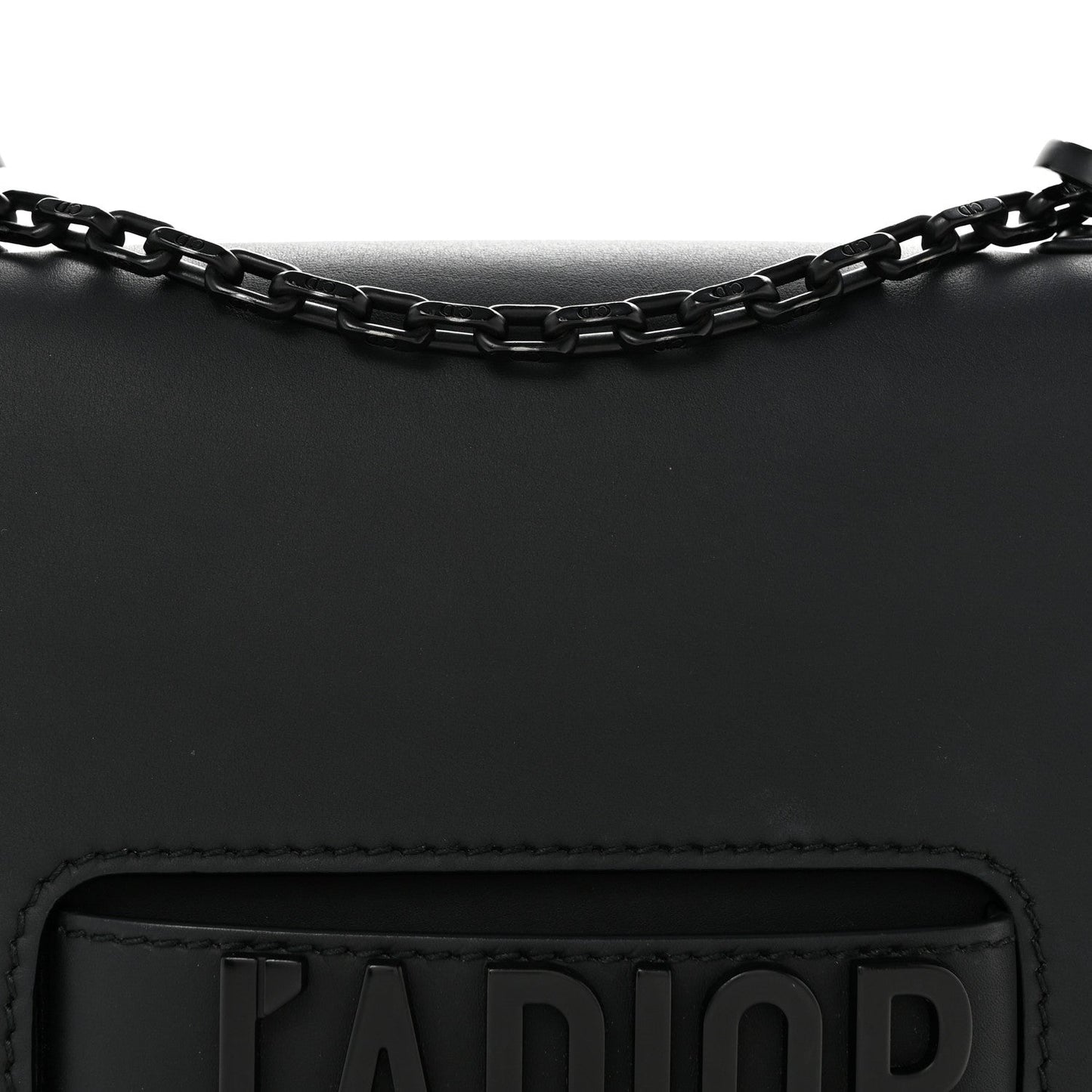 Ultra Matte Calfskin J'Adior Chain Flap Bag Black