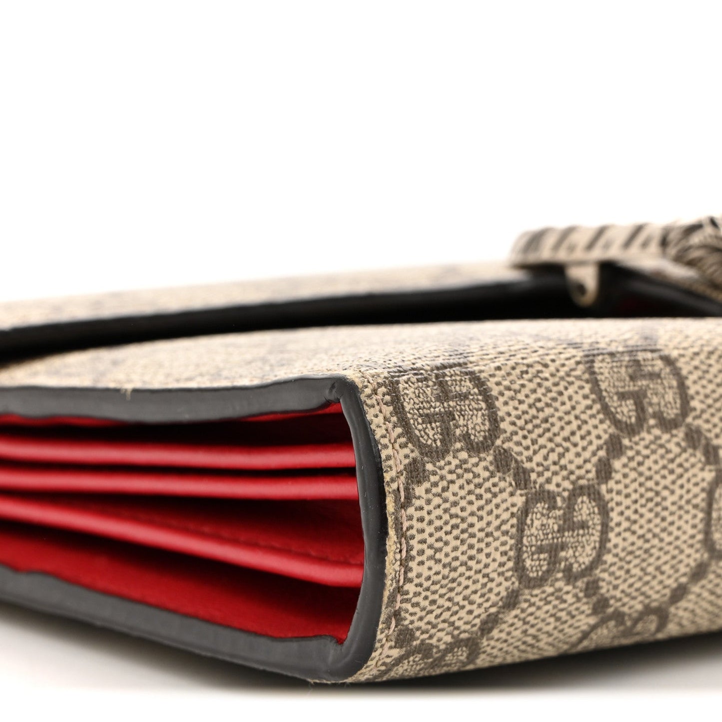GG Supreme Monogram Mini Dionysus Chain Wallet Beige Vulcanic Red