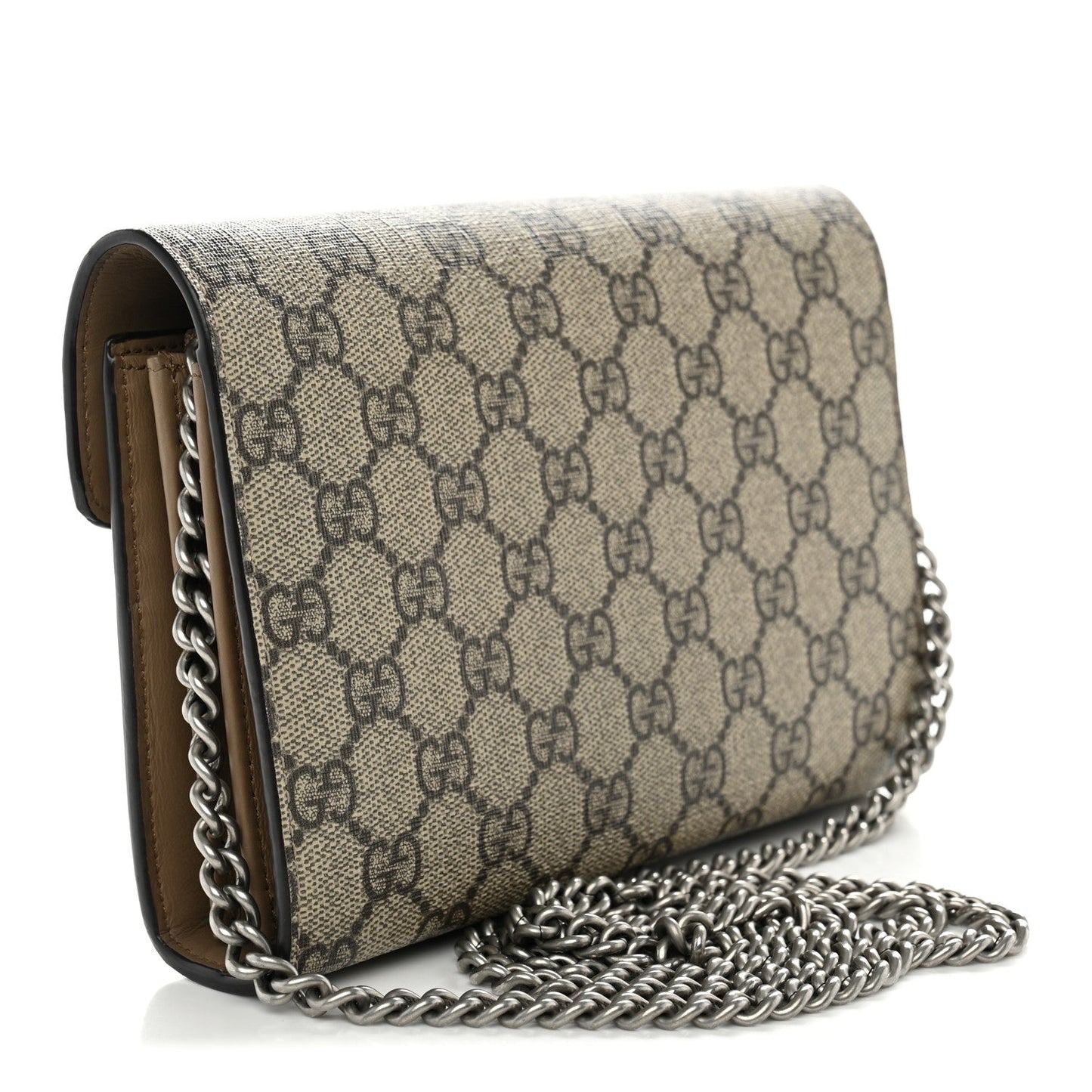 GG Supreme Monogram Mini Dionysus Chain Wallet Beige Taupe