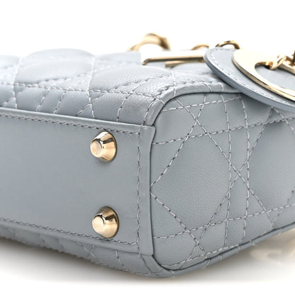 Lambskin Cannage Micro Lady Dior Cloud Blue