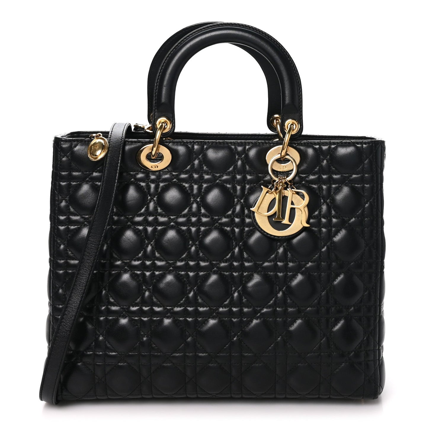 Lambskin Cannage Large Lady Dior Black