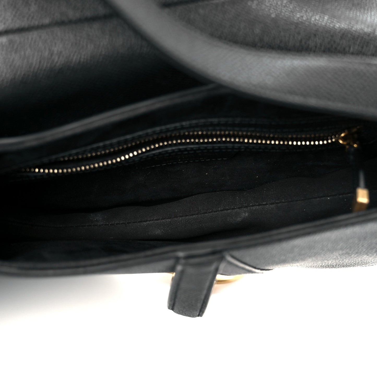 Grained Calfskin Saddle Bag With Strap Black