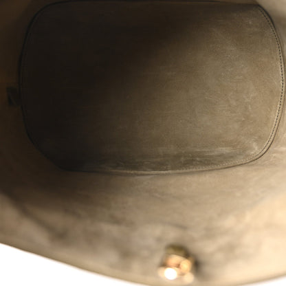 Grained Calfskin Medium Medaillon Bucket Bag Khaki