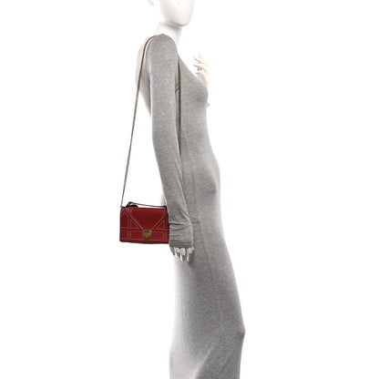 Calfskin Studded Diorama Flap Bag Red