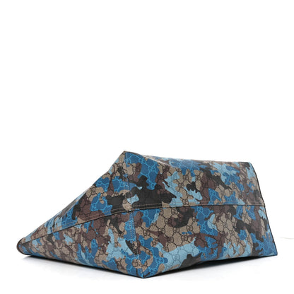 GG Supreme Monogram Camouflage Print Large Tote Beige Ebony New Acero Blue