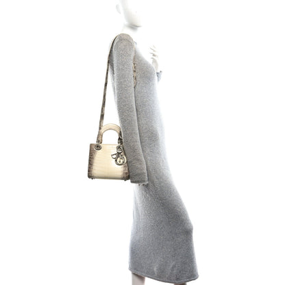 Niloticus Crocodile Himalaya Crystal Small Lady Dior White