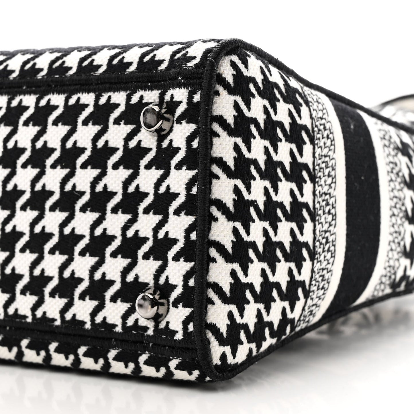 Canvas Houndstooth Embroidered Medium Lady D-Lite Black White
