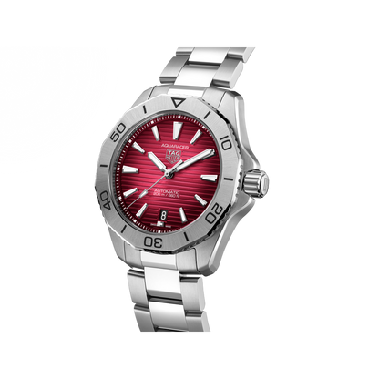 Tag Heuer Aquaracer Professional 200 Automatic Red Dial Silver Steel Strap Watch for Men - WBP2114.BA0627