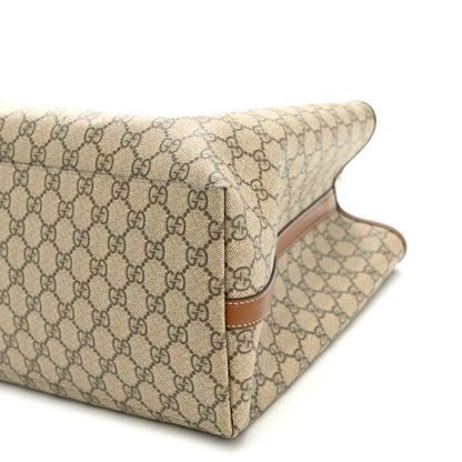 GG Supreme Monogram Emblem Maxi Tote Bag Beige Dark Brown