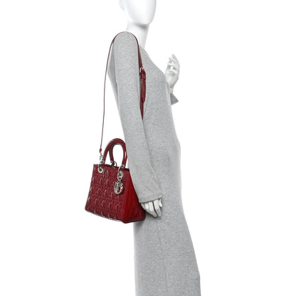 Patent Cannage Medium Lady Dior Red