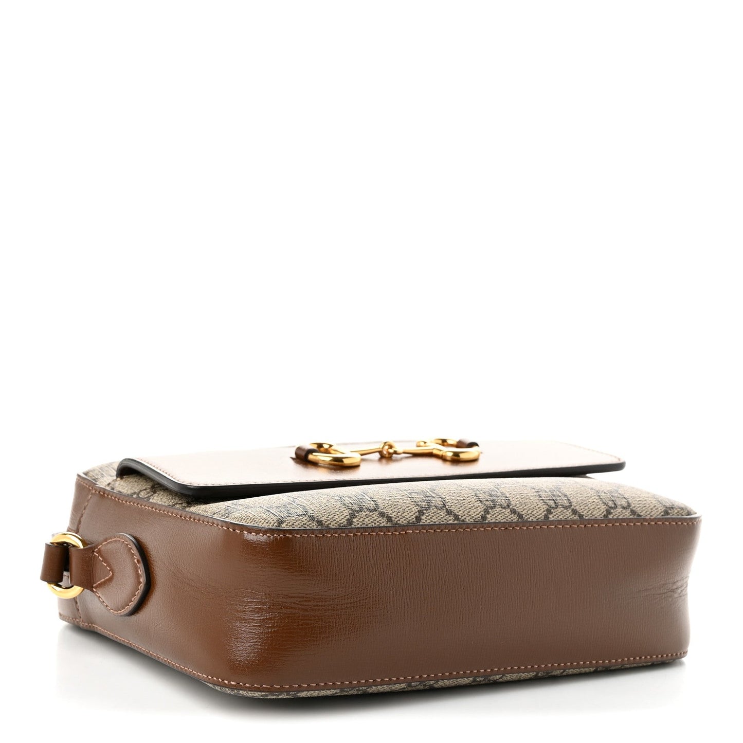 GG Supreme Monogram Small Horsebit 1955 Shoulder Bag Beige Brown Sugar