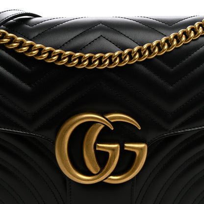 Calfskin Matelasse Medium GG Marmont Shoulder Bag Black