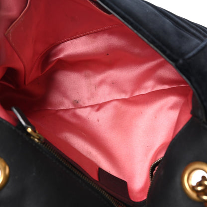 Velvet Matelasse Medium GG Marmont Shoulder Bag Black