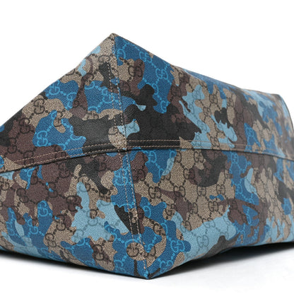GG Supreme Monogram Camouflage Print Large Tote Beige Ebony New Acero Blue