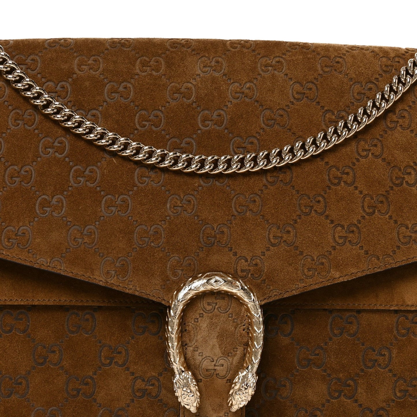 Suede GG Debossed Large Dionysus Shoulder Bag Brown