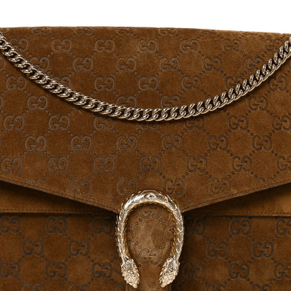 Suede GG Debossed Large Dionysus Shoulder Bag Brown