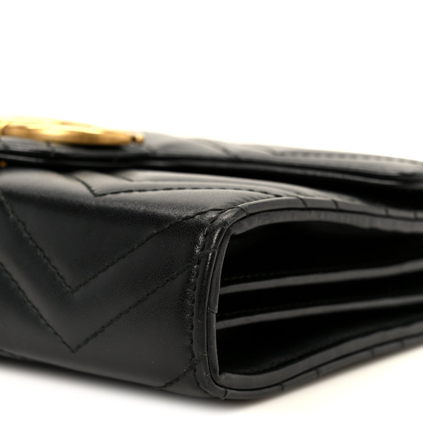 Calfskin Matelasse GG Marmont Chain Wallet Black