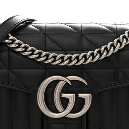 Calfskin Matelasse Aria Small GG Marmont Shoulder Bag Black