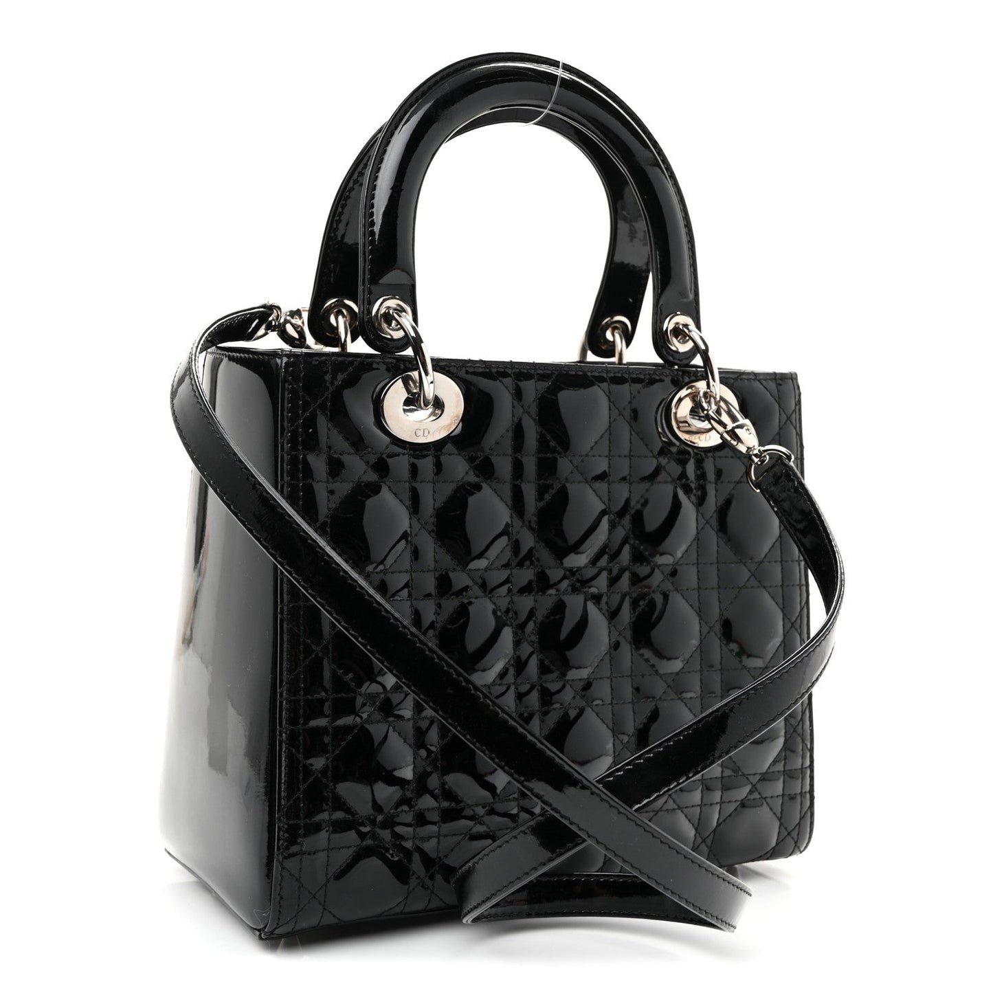 Patent Cannage Medium Lady Dior Black