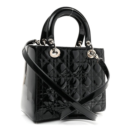 Patent Cannage Medium Lady Dior Black